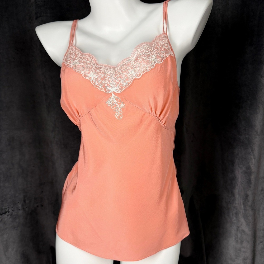 Y2K Nougat London Silk Fairycore Lace Cami‎ Peach Coquette Balletcore Small